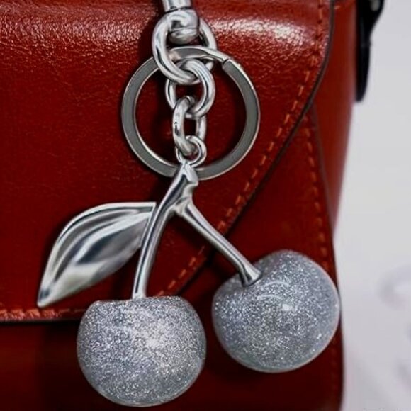 Cherry Sliver Keychain Sparkle Bag Charm - Picture 1 of 6